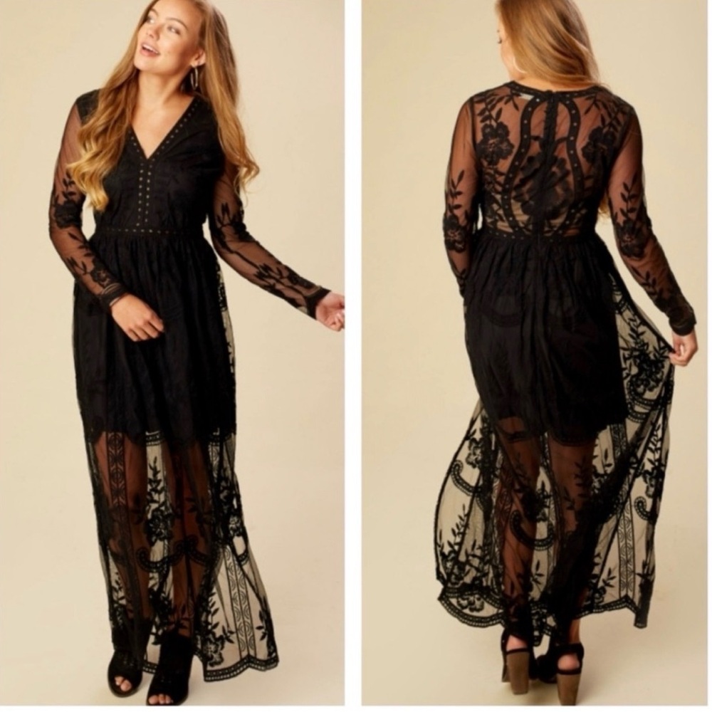 Altar’d State Black Lace Maxi Dress